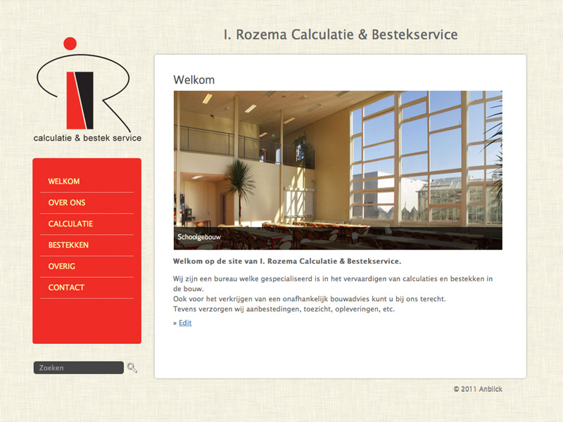 Website: I. Rozema Calculatie & Bestek Service